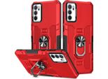 Oppo A16 / A16S Case, Resistente Custodia A Doppio Strato Con Supporto Ad Anello E Supporto Per Oppo A16 / A16S Rosso