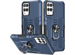 Oppo A54 4G / A55 4G Custodia, Doppio Strato Robusto Anello Di Supporto Armatura Stand Custodia Protettiva Per Oppo A54 4G / A55 4G Blu
