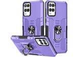 Oppo A54 4G / A55 4G Custodia, Doppio Strato Robusto Anello Di Supporto Armatura Stand Custodia Protettiva Per Oppo A54 4G / A55 4G Viola