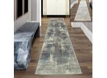 Tappeto Da Salotto - Motivo Astratto - Multicolore Grigio Blu Dimensioni - 80 X 300 Cm