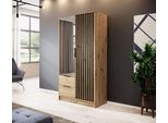 Armadio "Nelly"" Ad Ante Battenti Rovere Artisan Nero Larghezza 105 Cm"