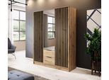 Armadio "Nelly"" Ad Ante Battenti Rovere Artisan Nero Larghezza 155 Cm"