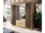 Armadio "Nelly"" Ad Ante Battenti Rovere Artisan Nero Larghezza 206Cm"
