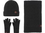Set Di Sciarpa, Berretto E Guanti Invernali In Maglia, Cappello, Sciarpa E Guanti Morbidi Ed Elasticizzati Per Uomo E Donna, Nero