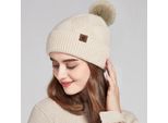 Set Di Sciarpa, Berretto E Guanti Invernali In Maglia Calda, Cappello Morbido Ed Elasticizzato Con Morbidi Pompon, Sciarpa E Guanti Per Uomo E Donna, Khaki