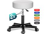Casaria® 2X Sgabello Con Ruote Regolabile 46-60 Cm In Pelle Finta Seduta Imbottita Sedia Girevole Sgabelli Con Rotelle Sgabello Trucco Sedia Girevole