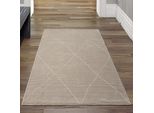 Tappeto Classic Ribs - Riciclato - Morbido - Diamanti In Beige Dimensioni - 80 X 150 Cm