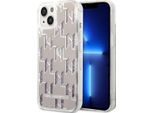 Karl Lagerfeld Klhcp14Mlmnms Custodia Rigida Per Iphone 14 Plus / 15 Plus 6.7 Argento/Silver Liquid Glitter Monogram