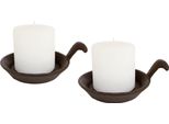 Piastra Per Candele In Ghisa Marrone Scuro 12 Cm - Set Di 2 - Portacandele Decorativo Per Candele A Colonna