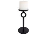 Portacandele In Alluminio Nero Rotondo - 21 Cm - Decorazione Da Tavolo In Metallo Portacandele A Pilastro Moderno Grande