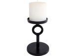Portacandele In Alluminio Nero Rotondo - 14 Cm - Decorazione Da Tavolo In Metallo Portacandele A Pilastro Moderno Piccolo