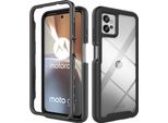 Moto G32 Case, Hybrid Transparent Back Cover, Rugged Tpu Bumper, Custodia Antiurto Per Motorola Moto G32 Nero