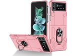 Custodia Galaxy Z Flip4, Pc Rigido Robusto, Custodia Antiurto Con Supporto Ad Anello E Supporto Per Samsung Galaxy Z Flip 4 5G Rosa