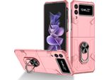 Custodia Galaxy Z Flip3, Pc Rigido Robusto, Custodia Antiurto Con Supporto Ad Anello E Supporto Per Samsung Galaxy Z Flip 3 5G Rosa