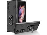 Custodia Galaxy Z Fold3, Pc Rigido Robusto, Custodia Antiurto Con Supporto Ad Anello E Supporto Per Samsung Galaxy Z Fold 3 5G Nero