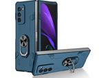 Custodia Galaxy Z Fold2, Pc Rigido Robusto, Custodia Antiurto Con Supporto Ad Anello E Supporto Per Samsung Galaxy Z Fold 2 5G Blu Scuro