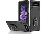 Custodia Galaxy Z Flip3, Robusta Custodia Rigida In Pc, Antiurto, Supporto Ad Anello, Supporto Protettivo Per Samsung Galaxy Z Flip 3 5G Nero