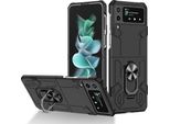 Custodia Galaxy Z Flip4, Pc Rigido Robusto, Custodia Antiurto Con Supporto Ad Anello E Supporto Per Samsung Galaxy Z Flip 4 5G Nero