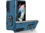 Custodia Galaxy Z Fold4, Pc Rigido Robusto, Custodia Antiurto Con Supporto Ad Anello E Supporto Per Samsung Galaxy Z Fold 4 5G Blu Scuro