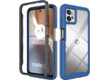 Moto G32 Case, Hybrid Transparent Back Cover, Rugged Tpu Bumper, Custodia Antiurto Per Motorola Moto G32 Blu Scuro