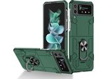 Custodia Galaxy Z Flip4, Pc Rigido Robusto, Custodia Antiurto Con Supporto Ad Anello E Supporto Per Samsung Galaxy Z Flip 4 5G Verde