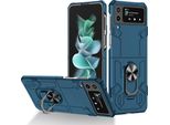 Custodia Galaxy Z Flip4, Pc Rigido Robusto, Custodia Antiurto Con Supporto Ad Anello E Supporto Per Samsung Galaxy Z Flip 4 5G Blu Scuro