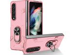 Custodia Galaxy Z Fold4, Pc Rigido Robusto, Custodia Antiurto Con Supporto Ad Anello E Supporto Per Samsung Galaxy Z Fold 4 5G Rosa
