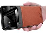 Custodia Redmi 10C, Hybrid Tpu Bumper, Antiscivolo, Custodia In Pelle Con Texture Litchi E Protezione In Vetro Per Xiaomi Redmi 10C Brown