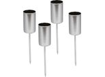 Set Di 4 Candele A Bastoncino - Argento - Tappo Per Candele Per L'avvento E Per Le Decorazioni Natalizie - Candelabro Per Candele Da Tavola