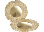 Piatto Decorativo Dorato Ø 33 Cm Circa - Set Di 2 - Piatto Per Candele