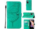 Xiaomi Poco X4 Nfc Case, Butterfly Embossing Flip Leather Card Holder Custodia Protettiva In Pelle Con Supporto Per Xiaomi Poco X4 Nfc Verde