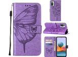 Redmi Note 10 Pro Case, Butterfly Relief Flip Custodia In Pelle Con Slot Per Schede E Supporto Per Xiaomi Redmi Note 10 Pro / 10 Pro Max Viola