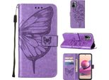 Redmi Note 10S Case, Farfalla Rilievo Flip Custodia In Pelle Con Slot Per Schede E Stand Per Xiaomi Redmi Note 10S / Note 10 4G Viola