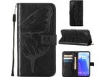 Xiaomi Poco M3 Pro 5G Case, Butterfly Relief Flip Custodia In Pelle Con Tasche Per Schede E Stand Per Xiaomi Redmi Note 10 5G / Poco M3 Pro 5G Nero