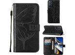 Redmi Note 11 Pro Case, Butterfly Relief Flip Custodia In Pelle Con Slot Per Schede E Stand Per Xiaomi Redmi Note 11 Pro 5G / 4G Nero
