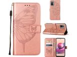 Redmi Note 10S Case, Butterfly Relief Flip Custodia In Pelle Con Slot Per Schede E Supporto Per Xiaomi Redmi Note 10S / Note 10 4G Rose Gold