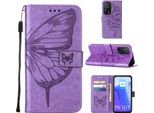 Xiaomi Poco M3 Pro 5G Case, Butterfly Relief Flip Custodia In Pelle Con Tasche Per Schede E Stand Per Xiaomi Redmi Note 10 5G / Poco M3 Pro 5G Viola