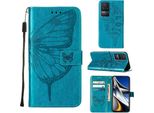 Redmi K50 Case, Butterfly Embossing Flip Leather Card Holder Custodia Protettiva In Pelle Con Supporto Per Xiaomi Redmi K50 / K50 Pro Blue