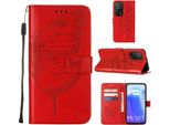 Xiaomi Poco M3 Pro 5G Case, Butterfly Embossing Flip Leather Card Holder Custodia Protettiva In Pelle Con Supporto Per Xiaomi Redmi Note 10 5G / Poco M3 Pro 5G Red
