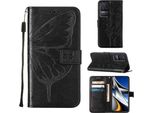 Redmi K50 Case, Butterfly Relief Flip Custodia In Pelle Con Slot Per Schede E Stand Per Xiaomi Redmi K50 / K50 Pro Nero