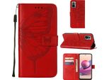 Redmi Note 10S Case, Butterfly Relief Flip Custodia In Pelle Con Slot Per Schede E Stand Per Xiaomi Redmi Note 10S / Note 10 4G Rosso