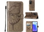 Xiaomi Poco M3 Pro 5G Case, Butterfly Relief Flip Custodia In Pelle Con Tasche Per Schede E Stand Per Xiaomi Redmi Note 10 5G / Poco M3 Pro 5G Grigio