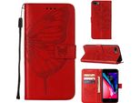 Custodia Per Iphone 8 Plus, Custodia In Pelle Flip A Farfalla Con Slot Per Carte E Supporto Per Iphone 8 Plus/ 7 Plus/ 6S Plus/ 6 Plus Rosso