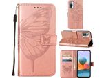 Redmi Note 10 Pro Case, Butterfly Relief Flip Custodia In Pelle Con Slot Per Schede E Stand Per Xiaomi Redmi Note 10 Pro / 10 Pro Max Rose Gold