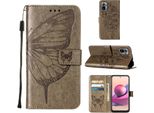 Redmi Note 10S Case, Butterfly Relief Flip Custodia In Pelle Con Slot Per Schede E Stand Per Xiaomi Redmi Note 10S / Note 10 4G Grigio