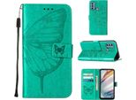 Moto G40 Case, Butterfly Relief Flip Custodia In Pelle Con Slot Per Schede E Supporto Per Motorola Moto G40 / G60 Verde