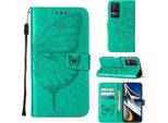 Redmi K50 Case, Butterfly Relief Flip Custodia In Pelle Con Slot Per Schede E Stand Per Xiaomi Redmi K50 / K50 Pro Verde