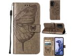 Xiaomi 11T Pro Case, Butterfly Relief Flip Custodia In Pelle Con Slot Per Schede E Stand Per Xiaomi 11T／11T Pro 5G Grigio