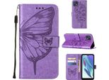 Moto G50 5G Case, Butterfly Relief Flip Custodia In Pelle Con Slot Per Schede E Stand Per Motorola Moto G50 5G Viola