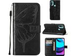 Moto E20 Case, Butterfly Relief Flip Custodia In Pelle Con Slot Per Schede E Stand Per Motorola Moto E20 / E30 / E40 Nero